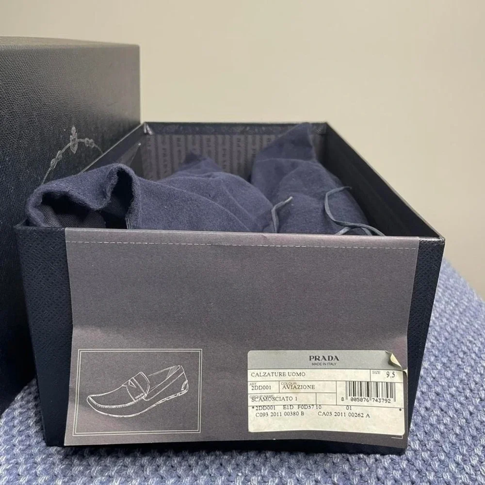 Prada blue suede loafers. Size US 9.5 #luxury #loafers‎